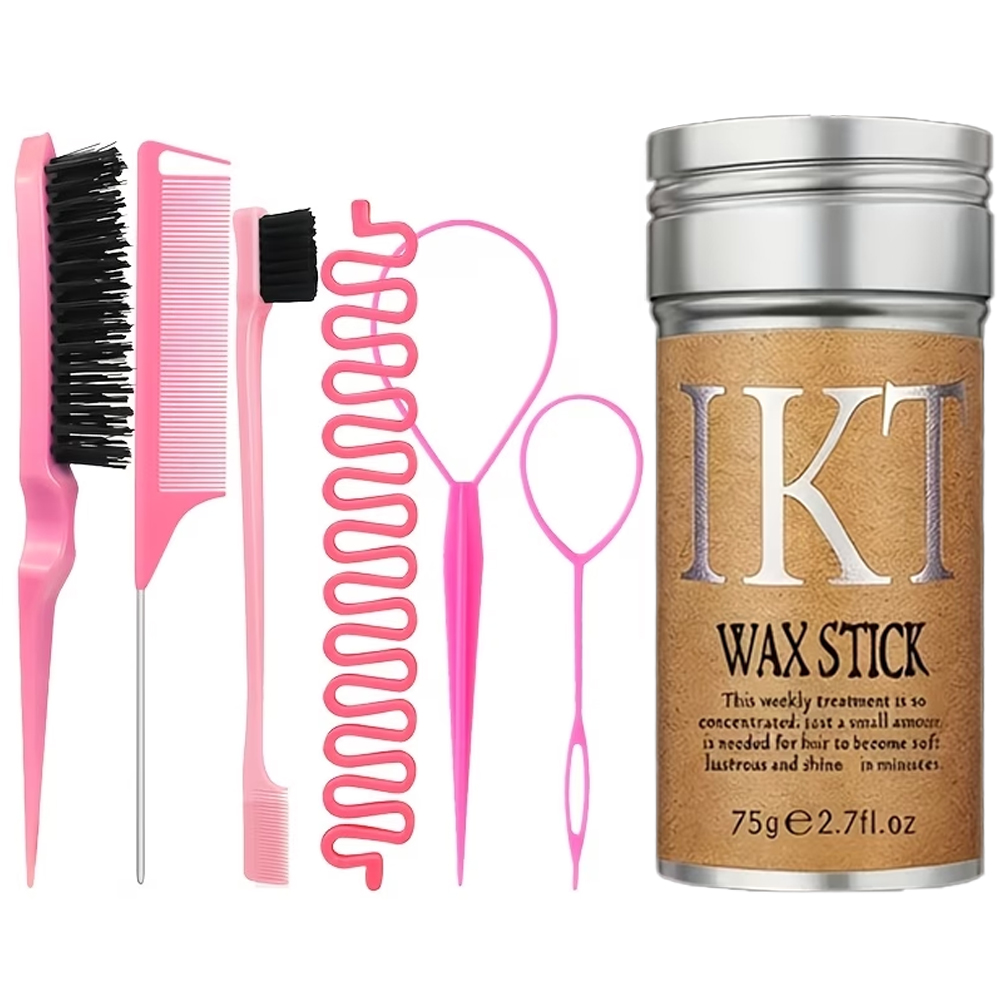 Hair Care China - 7-teiliges Haarpflege-Set mit Haarwachs, Kamm, Flechtwerkzeug