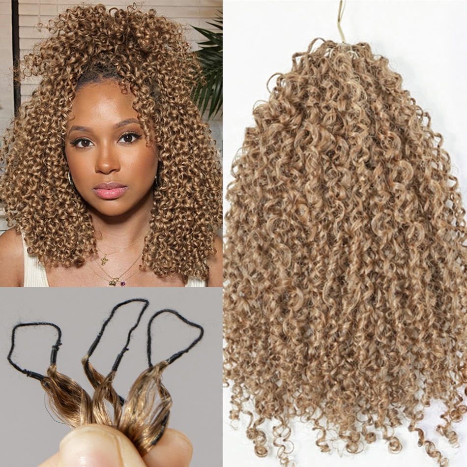 Hair Care Honey - 15A Kleine Spiralen Lockige Honigblonde Häkel-Echthaarverlängerungen