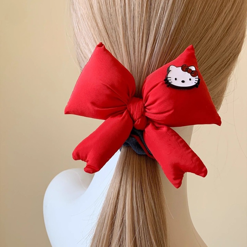 Hair Care Korean Products - Niedlicher Cartoon-Haarring mit roter Hello-Kitty-Schleife, koreanischer