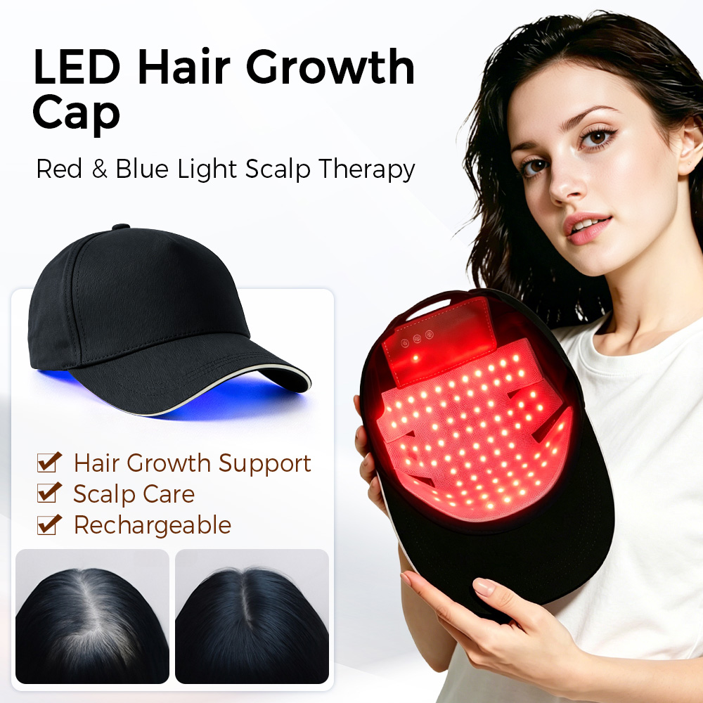 Hair Care With Protein - LED-Haarwuchskappe mit Rot-Blau-Lichttherapie 630nm 470nm Kopfhautpflege-Gerät